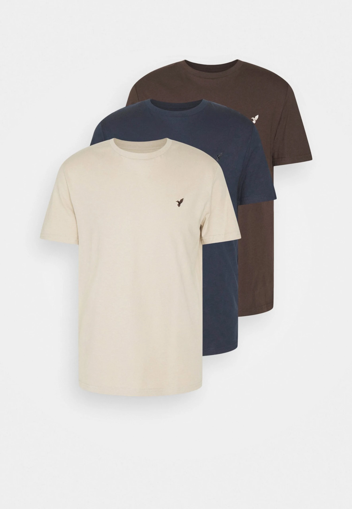 Pier One 3 Pack - T-Shirt Basic - Dark Blue/Beige/Dark Brown 6 Pier One 3 Pack - T-Shirt Basic - Dark Blue/Beige/Dark Brown - Afbeelding 6