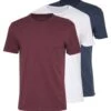 Pier One 3 Pack - T-Shirt Basic - Mottled Bordeaux/White/Blue