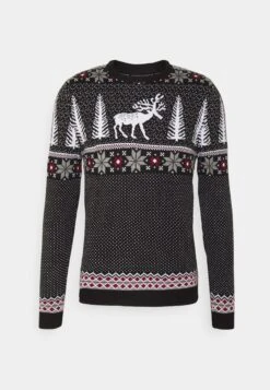 Pier One Wintery Christmas Jumper- Trui - Black