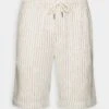 Pier One Linen Blend Drawcord Shorts- Shorts - Off-White