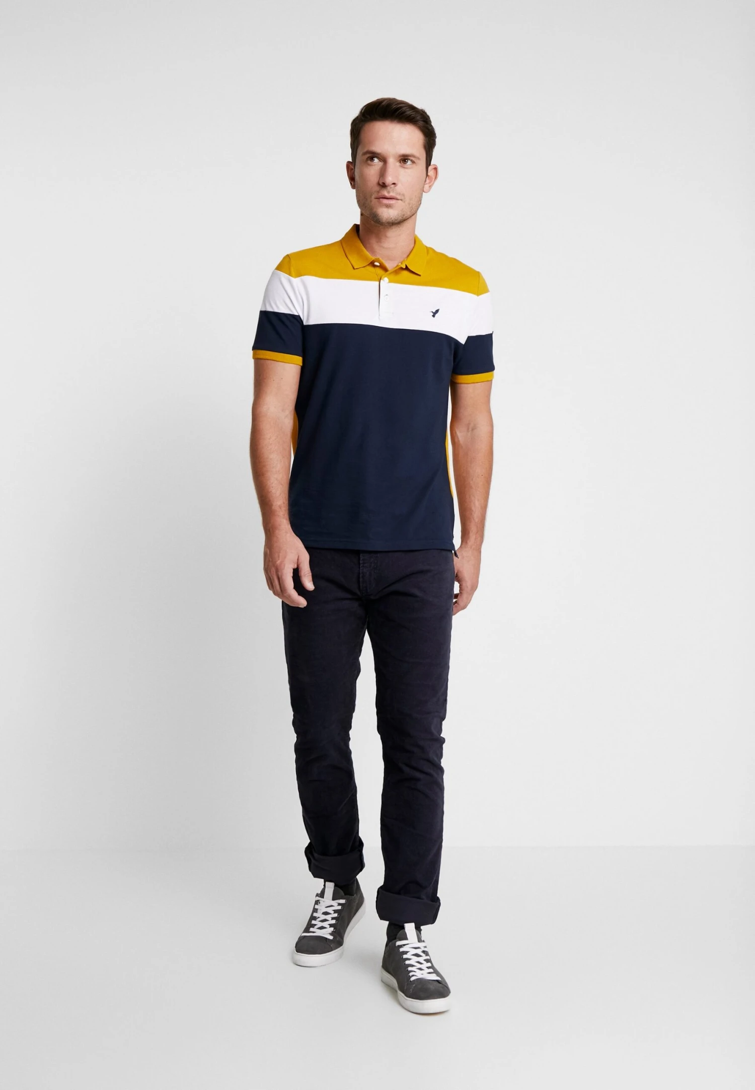 Pier One Poloshirt - Dark Blue/Mustard 2 Pier One Poloshirt - Dark Blue/Mustard - Afbeelding 2