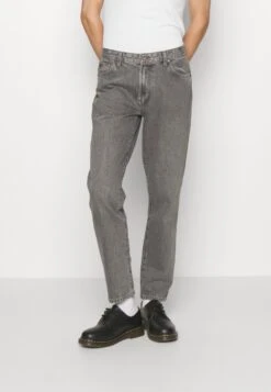 Pier One Mid Raise Straight Fit - Relaxed Fit Jeans - Grey Denim