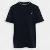 Pier One Pique Embro Detail- T-Shirt Basic - Dark Blue
