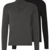 Pier One 2 Pack - Basic Turtleneck - Trui - Black/Mottled Dark Grey
