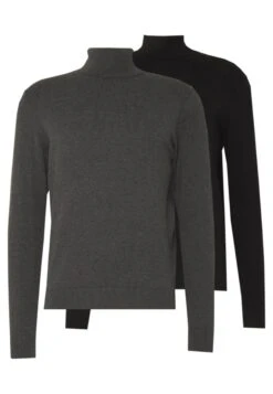 Pier One 2 Pack - Basic Turtleneck - Trui - Black/Mottled Dark Grey