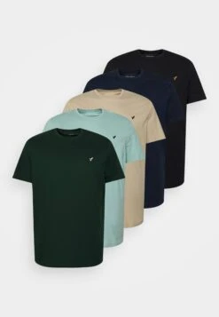 Pier One 5 Pack - T-Shirt Basic - Dark Green/Beige/Light Blue -Pier One 7af36362bd71478faf64c035d446b9b1 scaled
