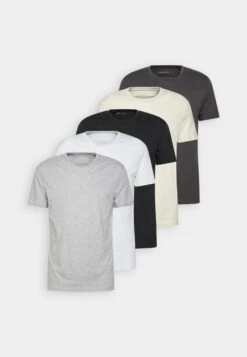 Pier One 5 Pack - T-Shirt Basic - White/Off-White/Light Grey/Beige/Black -Pier One 7bf5e8f476e84e10a6f18ffb93b5ff4c scaled