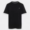 Pier One Pique Embro Detail- T-Shirt Basic - Black