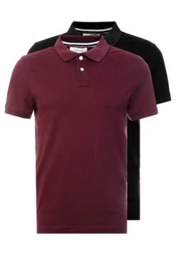 Pier One 2 Pack - Poloshirt - Bordeaux/Black
