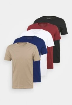 Pier One 5 Pack - T-Shirt Basic - White/Black/Bordeaux -Pier One 821a9428a35f403f8260cec51cee307c scaled
