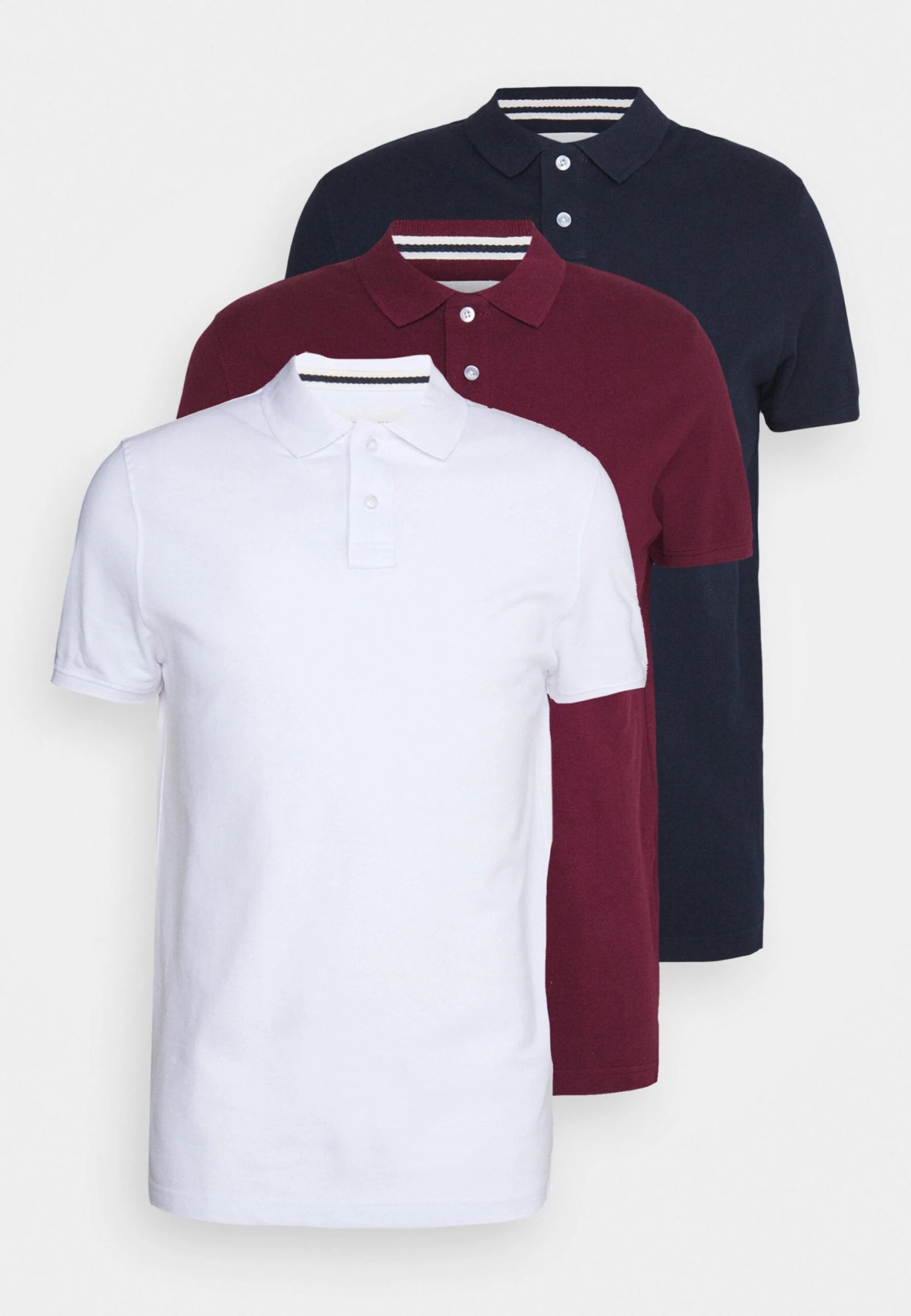 Pier One 3 Pack - Poloshirt - Bordeaux/White/Dark Blue 4 Pier One 3 Pack - Poloshirt - Bordeaux/White/Dark Blue - Afbeelding 4