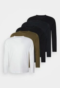 Pier One 5 Pack - Longsleeve - Dark Green/Mottled Grey/White