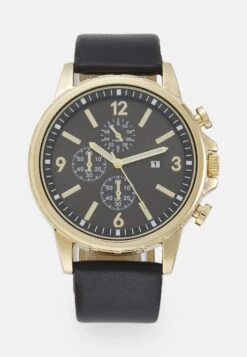 Pier One Unisex - Chronograaf - Black/Gold-Coloured