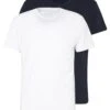 Pier One 2 Pack - T-Shirt Basic - White/Dark Blue