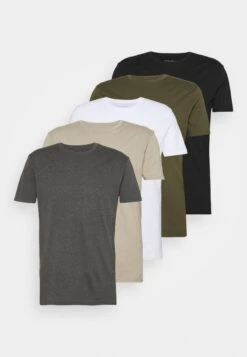 Pier One 5 Pack - T-Shirt Basic - White/Dark Grey/Black -Pier One c8b9f5cce9884e23aebd3711252e2349 scaled