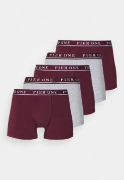 Pier One 5 Pack - Onderbroeken - Bordeaux/Mottled Grey