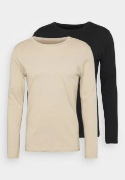 Pier One 2 Pack - Longsleeve - Beige/Black