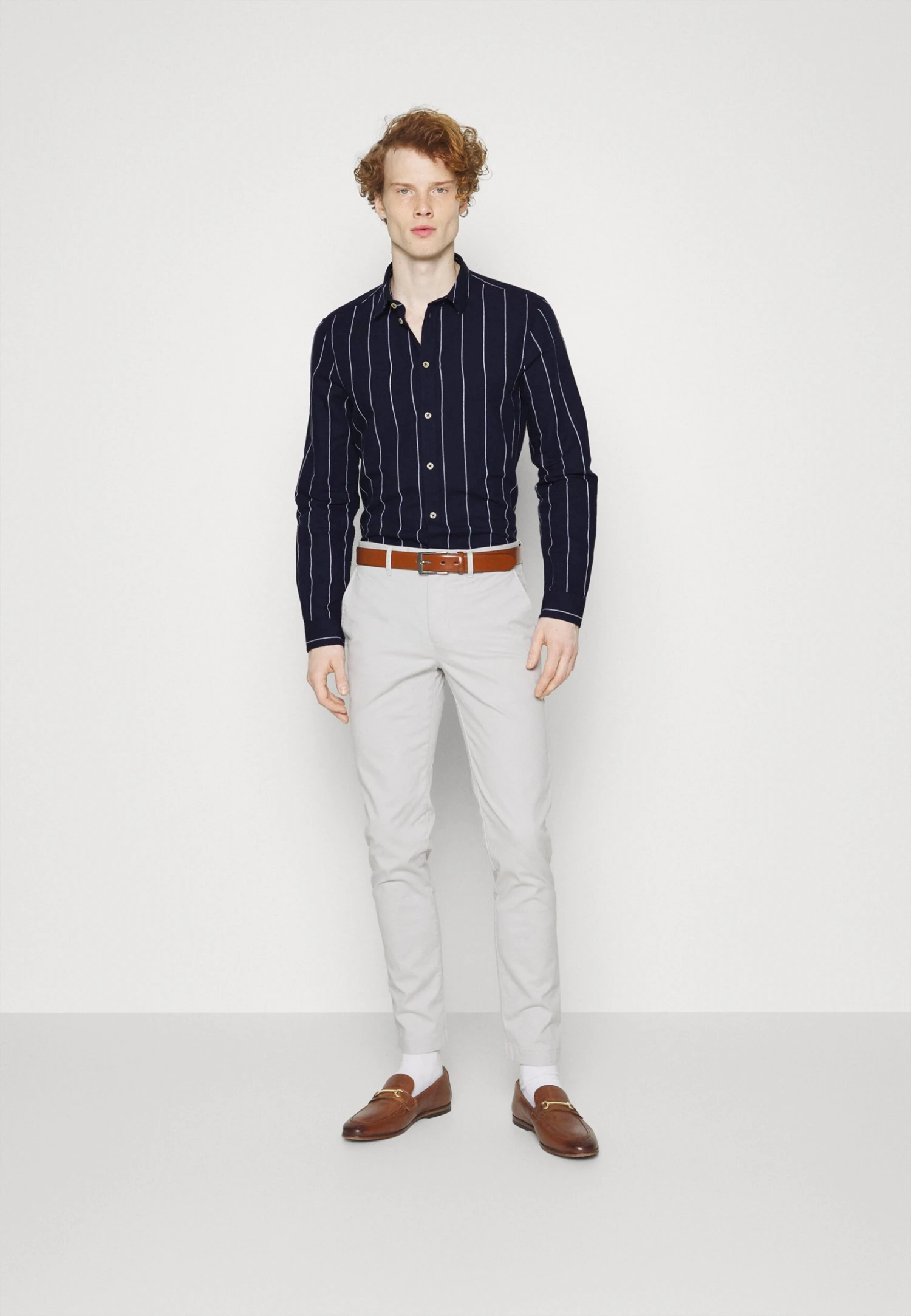 Pier One Linen Mix Stripe - Overhemd - Dark Blue 2 Pier One Linen Mix Stripe - Overhemd - Dark Blue - Afbeelding 2