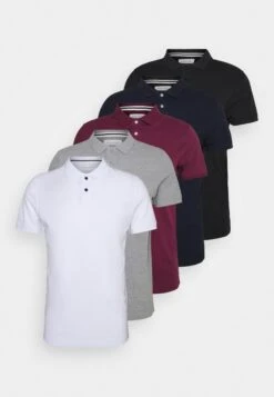 Pier One 5 Pack - Poloshirt - Black/White/Bordeaux/Navy/Gray Marl