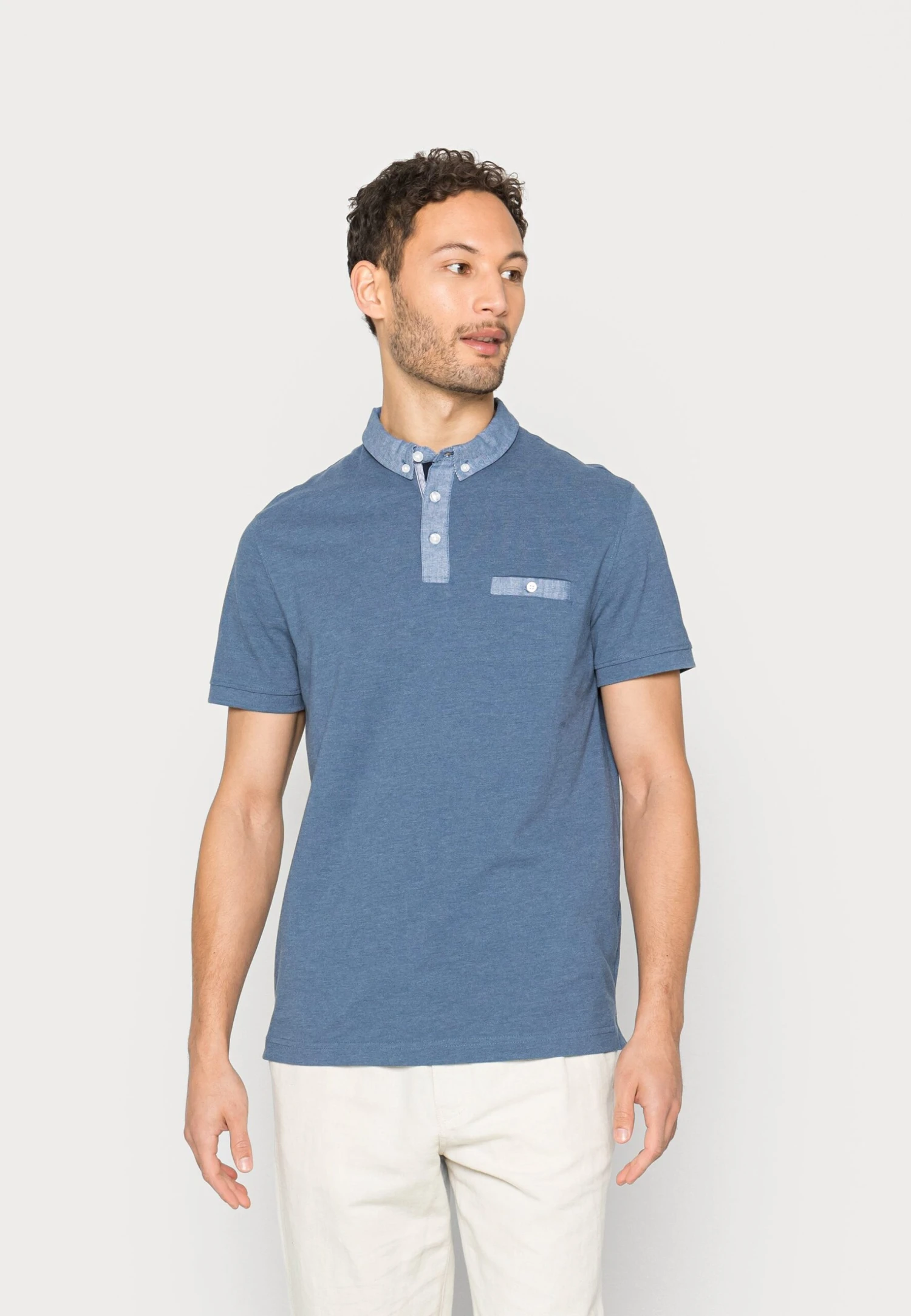 Pier One Poloshirt - Dark Blue/Light Blue 1 Pier One Poloshirt - Dark Blue/Light Blue